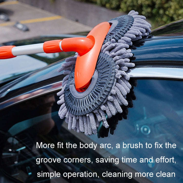 Car Wash Mop Soft Brush Long Handle Telescopic Rotary Car Cleaning Tool(Orange)