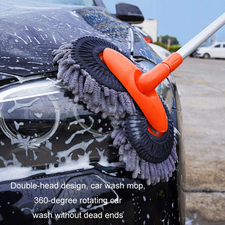 Car Wash Mop Soft Brush Long Handle Telescopic Rotary Car Cleaning Tool(Orange)