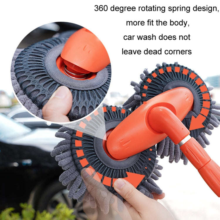 Car Wash Mop Soft Brush Long Handle Telescopic Rotary Car Cleaning Tool(Orange)