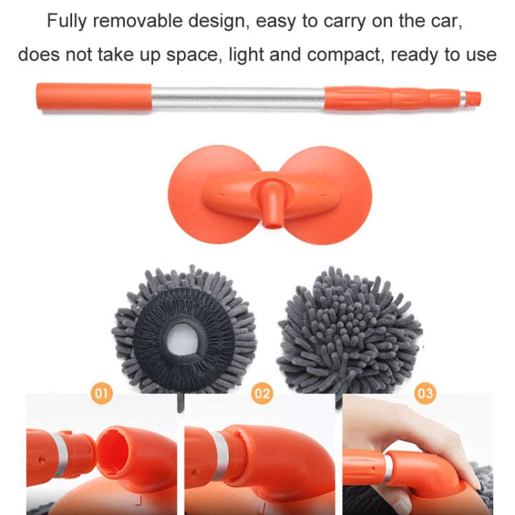 Car Wash Mop Soft Brush Long Handle Telescopic Rotary Car Cleaning Tool(Orange)