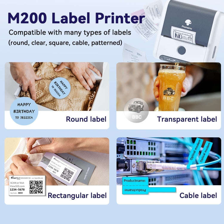 Phomemo M200 QR Code Tag Handheld Portable Bluetooth Thermal Label Printer(White)