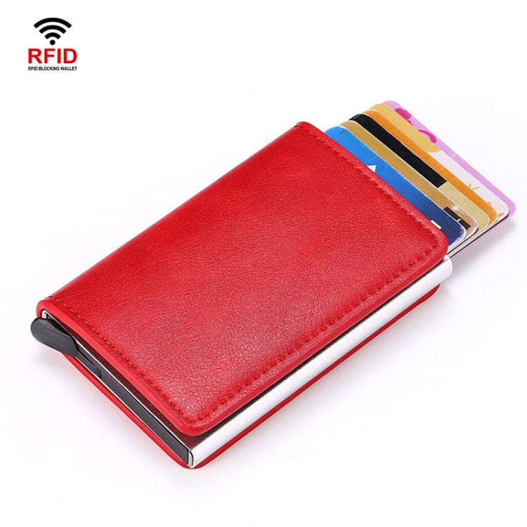 HUMERPAUL RFID Anti-Magnetic Automatic Card Set Credit Card Box Coin Bag(Red)