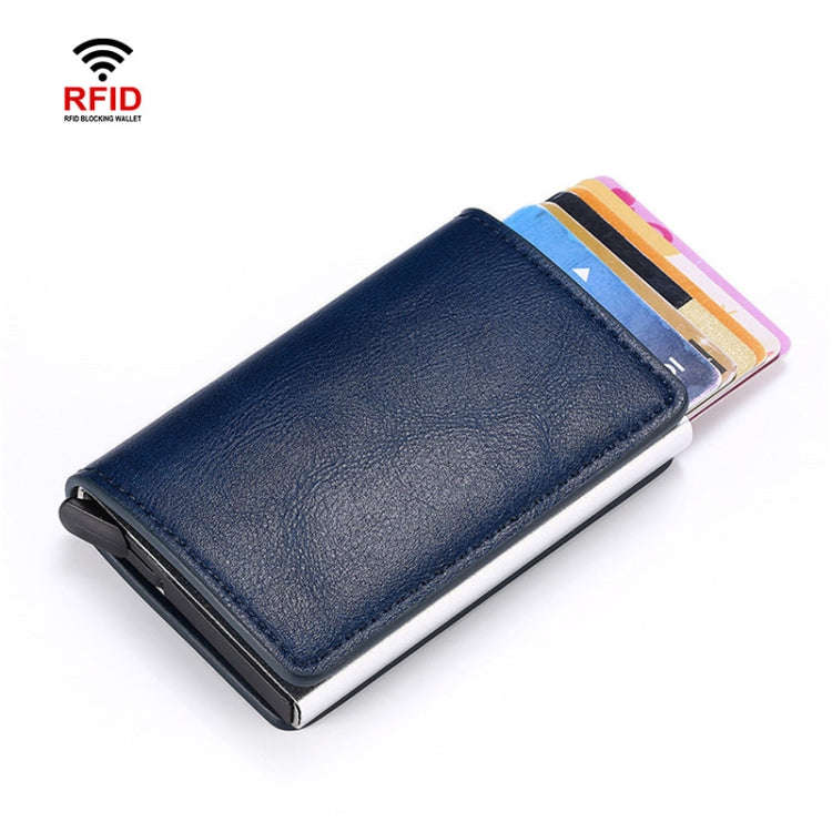 HUMERPAUL RFID Anti-Magnetic Automatic Card Set Credit Card Box Coin Bag(Blue)