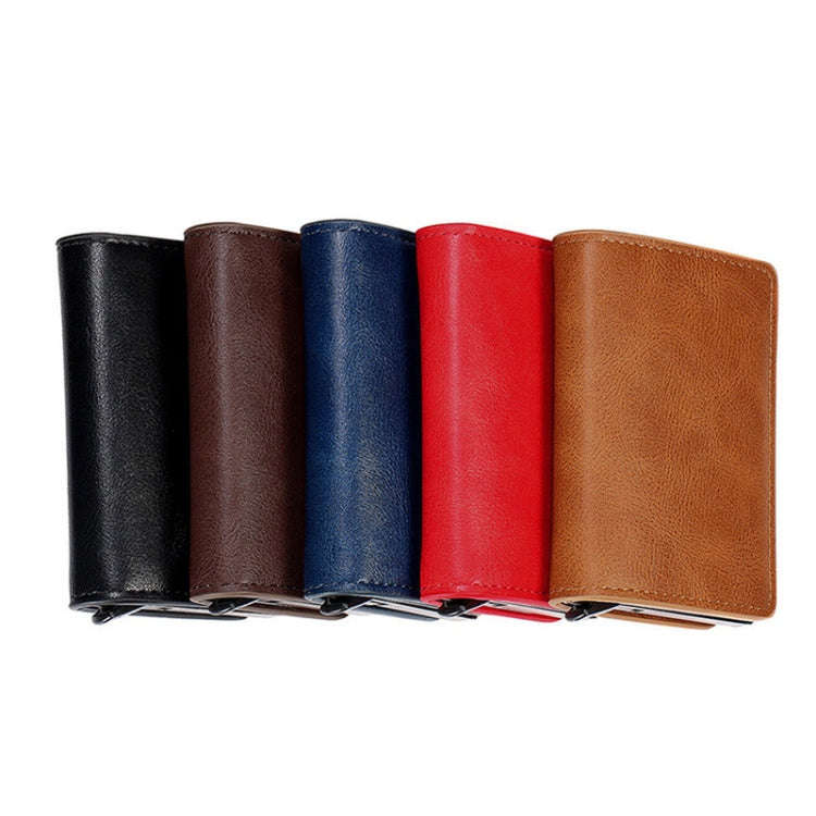HUMERPAUL RFID Anti-Magnetic Automatic Card Set Credit Card Box Coin Bag(Dark Brown)