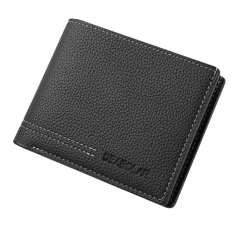 DEABOLAR Large-capacity Multi-card Men Short PU Leather Wallet(Black)