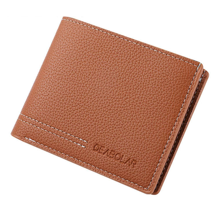 DEABOLAR Large-capacity Multi-card Men Short PU Leather Wallet(Brown)