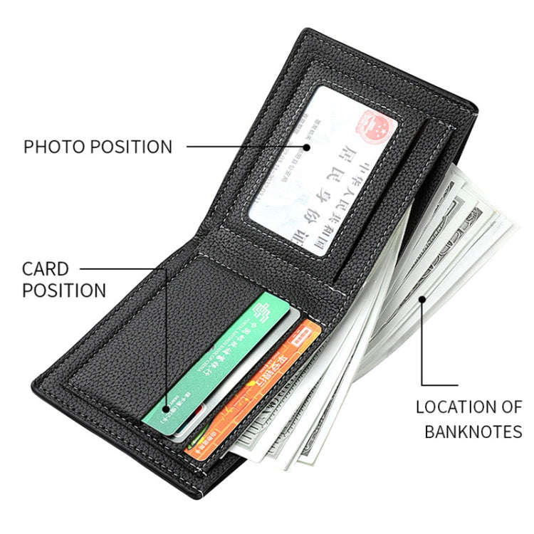 DEABOLAR Large-capacity Multi-card Men Short PU Leather Wallet(Black)