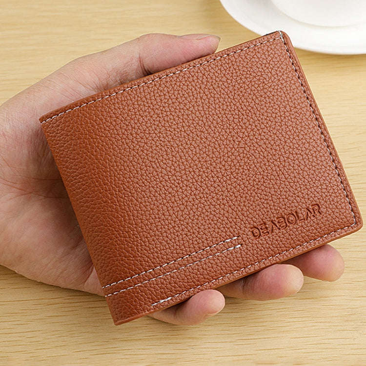 DEABOLAR Large-capacity Multi-card Men Short PU Leather Wallet(Brown)
