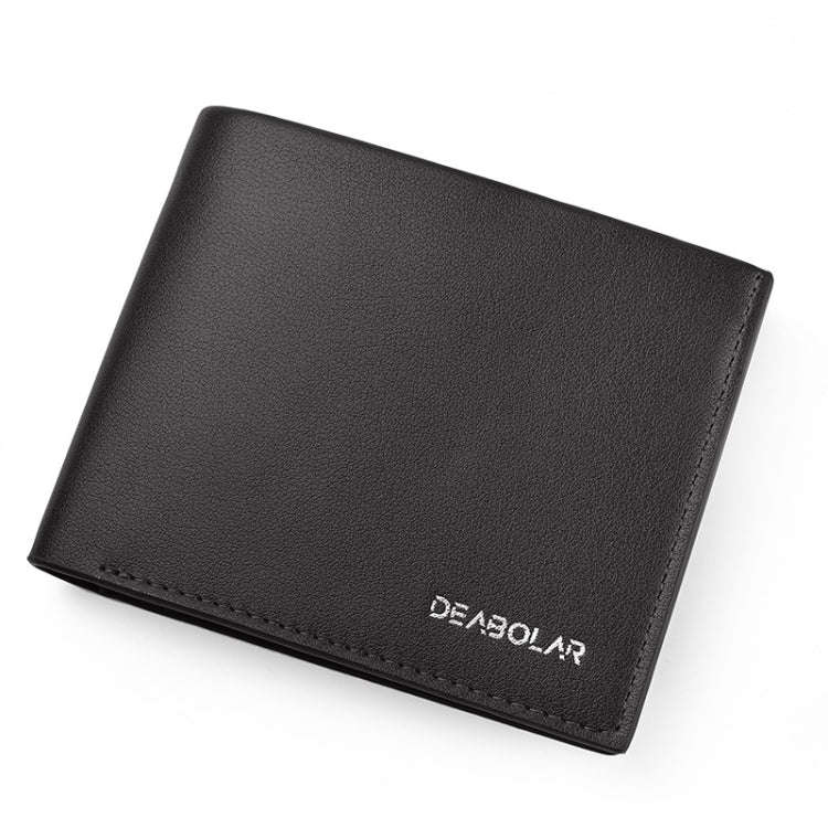 DEABOLAR Large-Capacity Multi-Card Men Short PU Leather Wallet(Black Horizontal)