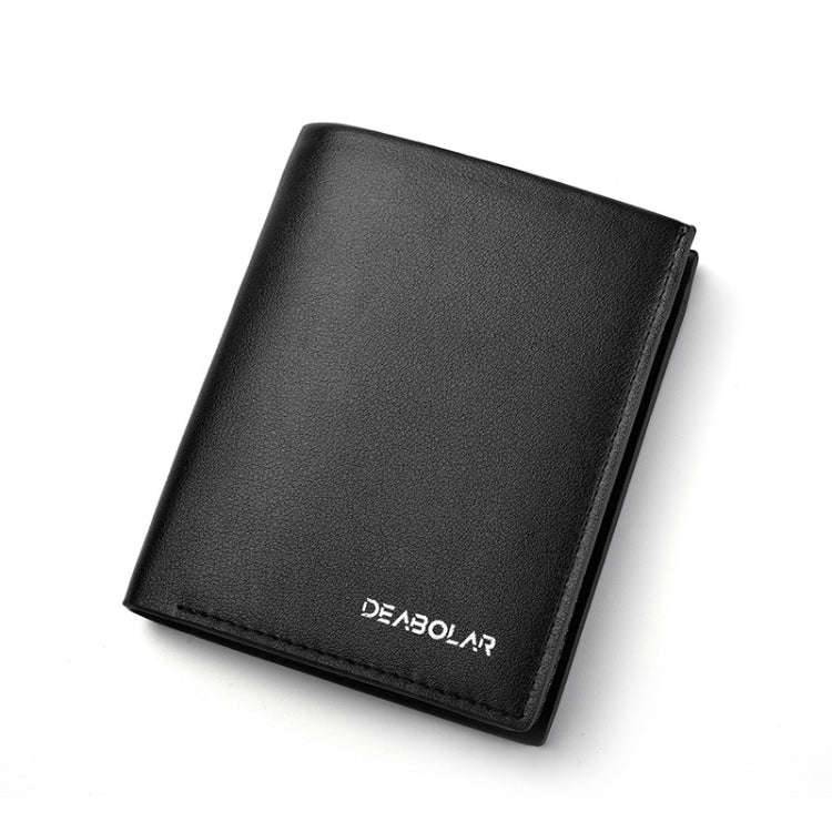 DEABOLAR Large-Capacity Multi-Card Men Short PU Leather Wallet(Black Vertical)