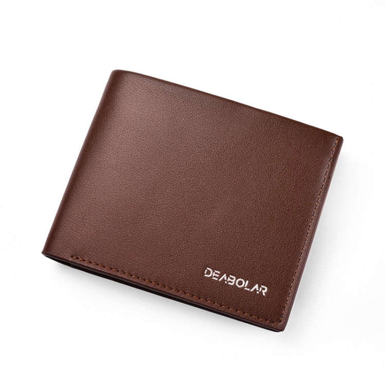 DEABOLAR Large-Capacity Multi-Card Men Short PU Leather Wallet(Brown Horizontal)
