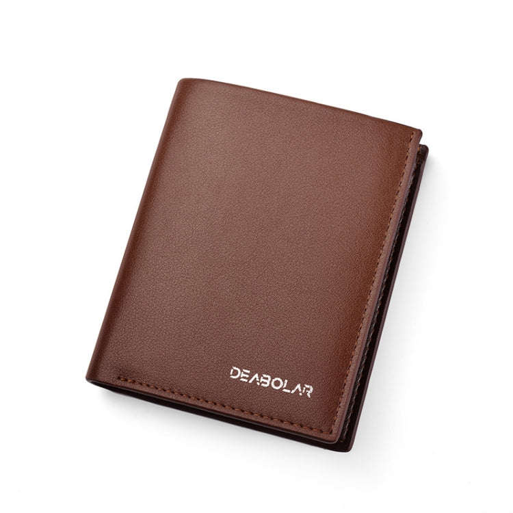 DEABOLAR Large-Capacity Multi-Card Men Short PU Leather Wallet(Brown Vertical)