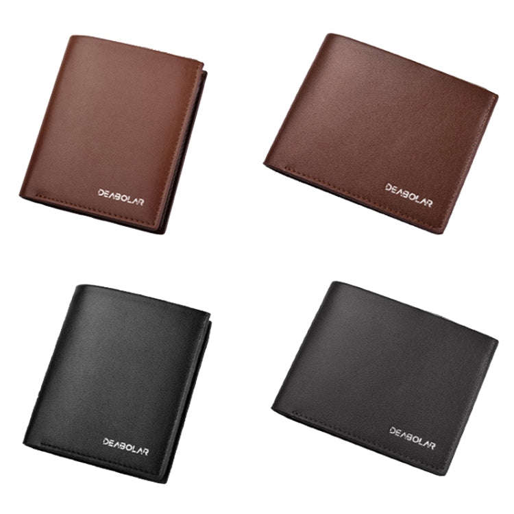 DEABOLAR Large-Capacity Multi-Card Men Short PU Leather Wallet(Black Vertical)