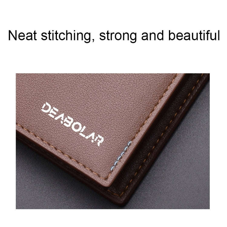 DEABOLAR Large-Capacity Multi-Card Men Short PU Leather Wallet(Black Horizontal)