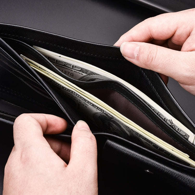 DEABOLAR Large-Capacity Multi-Card Men Short PU Leather Wallet(Black Vertical)