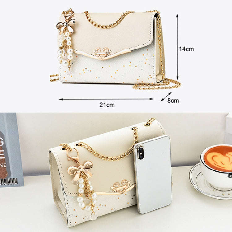 Messenger Sequins Shoulder Bag Women Mobile Phone Coin Purse, Color: Beige