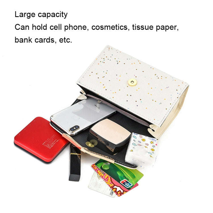 Messenger Sequins Shoulder Bag Women Mobile Phone Coin Purse, Color: Beige