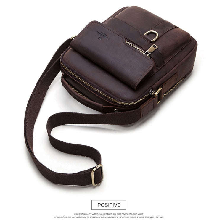 HUMERPAUL Men Leather Cross-Body Bag Shoulder Bag(Brown)
