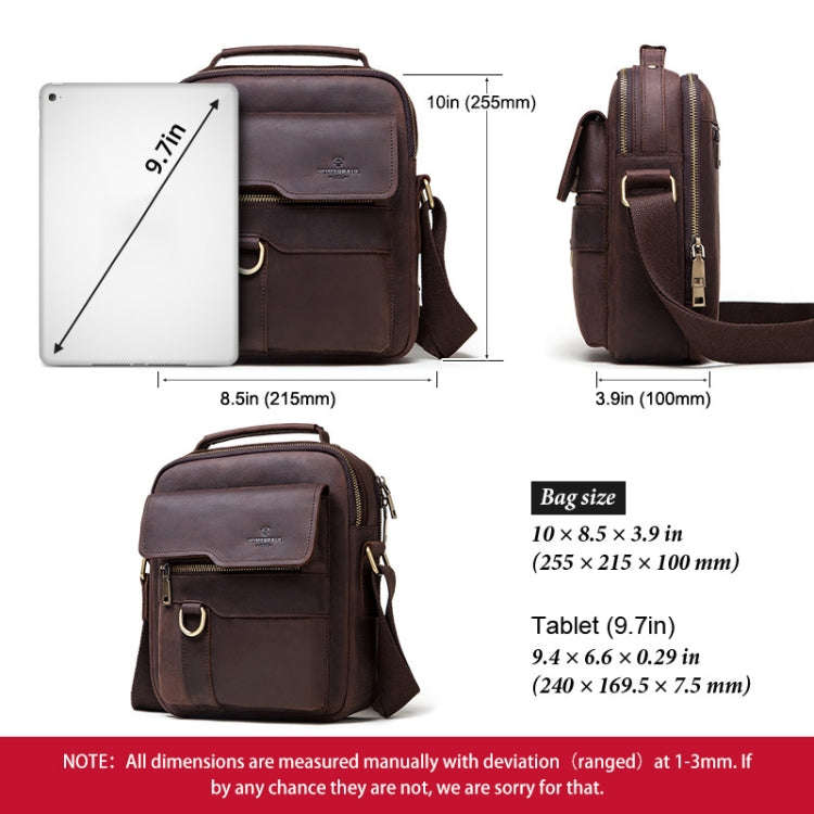HUMERPAUL Men Leather Cross-Body Bag Shoulder Bag(Brown)