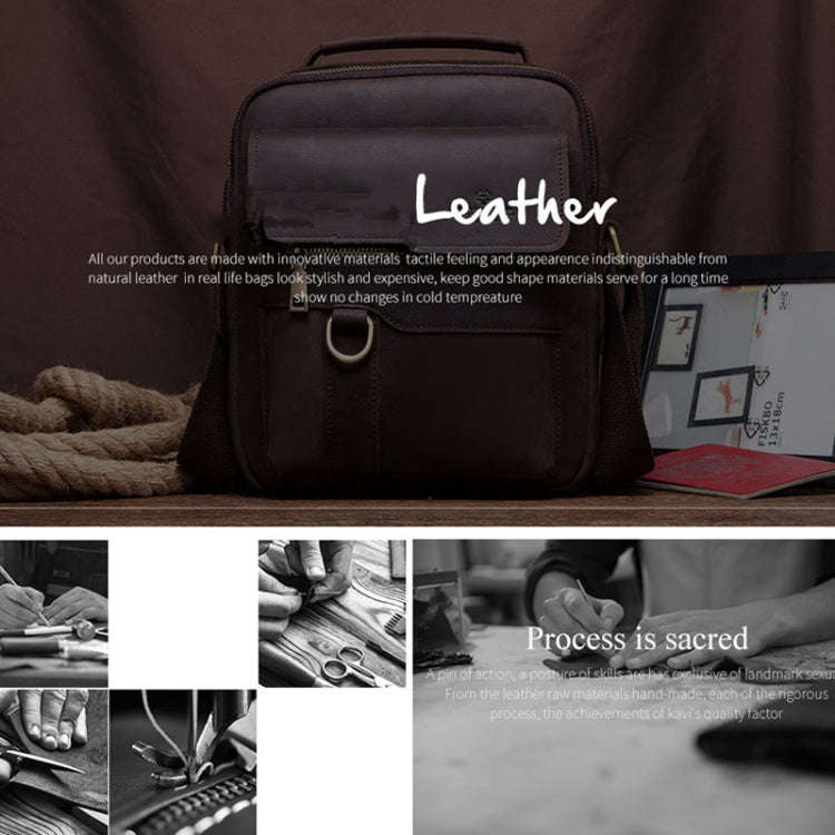 HUMERPAUL Men Leather Cross-Body Bag Shoulder Bag(Brown)