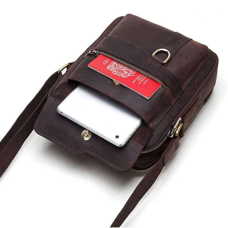 HUMERPAUL Men Leather Cross-Body Bag Shoulder Bag(Brown)