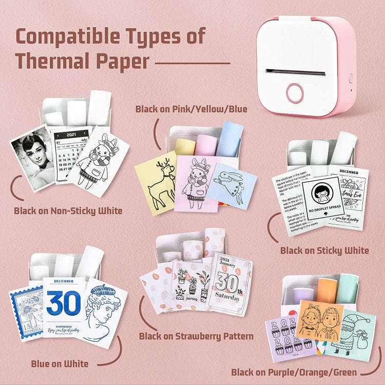 For Phomemo T02 3rolls Bluetooth Printer Thermal Paper Label Paper 50mmx3.5m 2 Years Black on Whi...