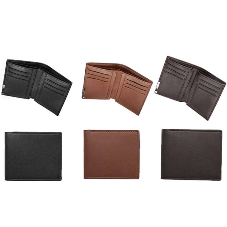 DEABOLAR Multifunctional Men Short PU Leather Wallet Multi-Card Coin Purse(Dark Brown)
