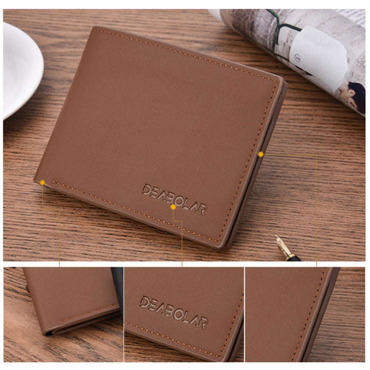DEABOLAR Multifunctional Men Short PU Leather Wallet Multi-Card Coin Purse(Dark Brown)