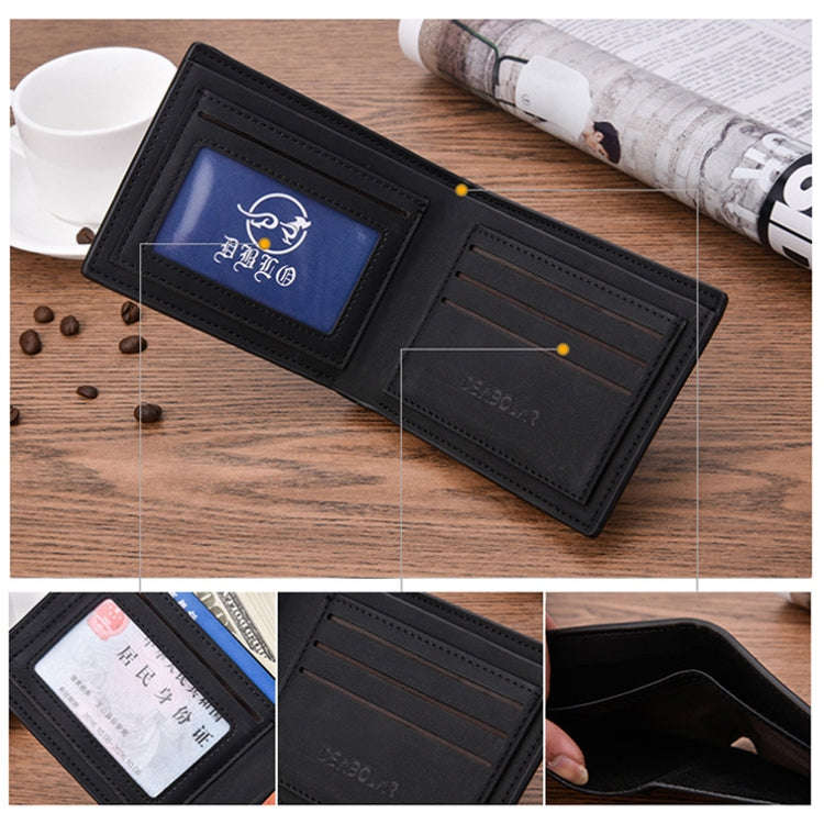 DEABOLAR Multifunctional Men Short PU Leather Wallet Multi-Card Coin Purse(Dark Brown)