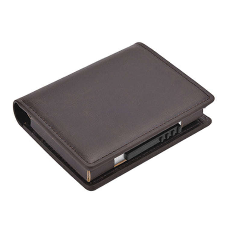 RFID Anti-Theft Short Wallet Automatic Pop-Up Aluminum Alloy Antimagnetic Card Holder(Dark Brown)