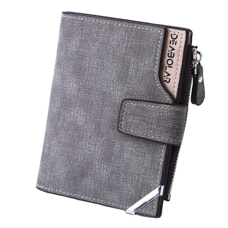 DEABOLAR Casual Retro Canvas Pattern Multifunctional Medium Long Wallet(Light Grey)
