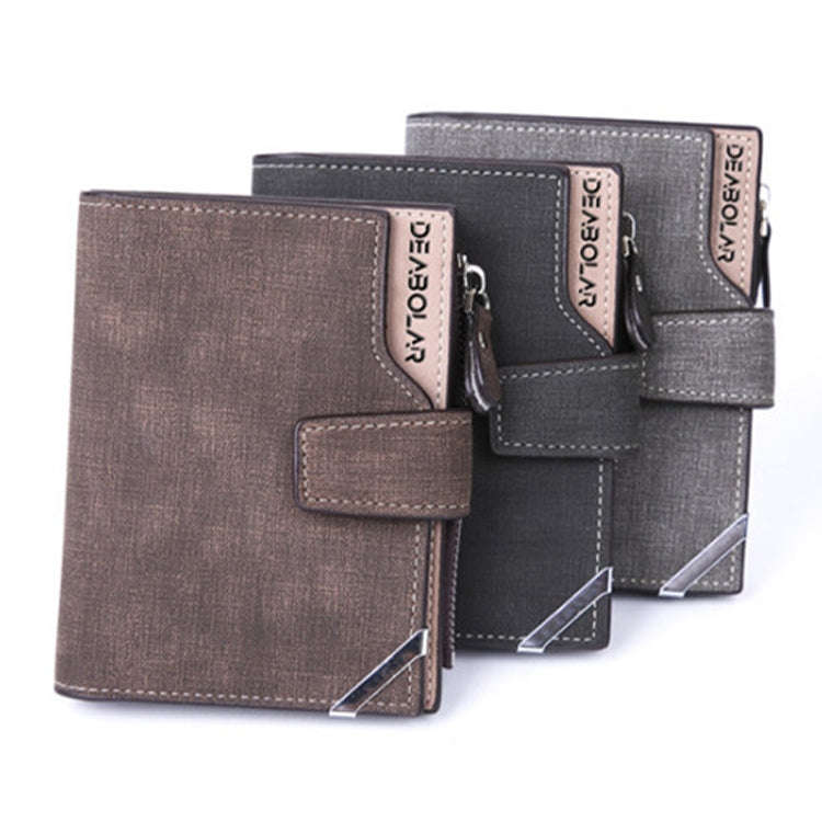 DEABOLAR Casual Retro Canvas Pattern Multifunctional Medium Long Wallet(Light Grey)