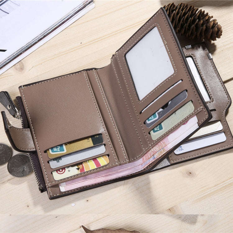 DEABOLAR Casual Retro Canvas Pattern Multifunctional Medium Long Wallet(Coffee)