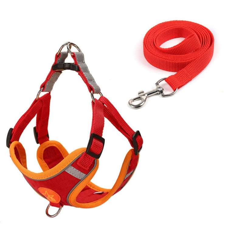 Pet Dog Harness Reflective Anti-break-off Vest-style Leash, Color: Suede Classic Red(L)