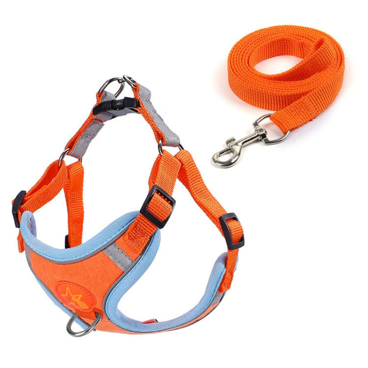 Pet Dog Harness Reflective Anti-break-off Vest-style Leash, Color: Suede Orange(L)