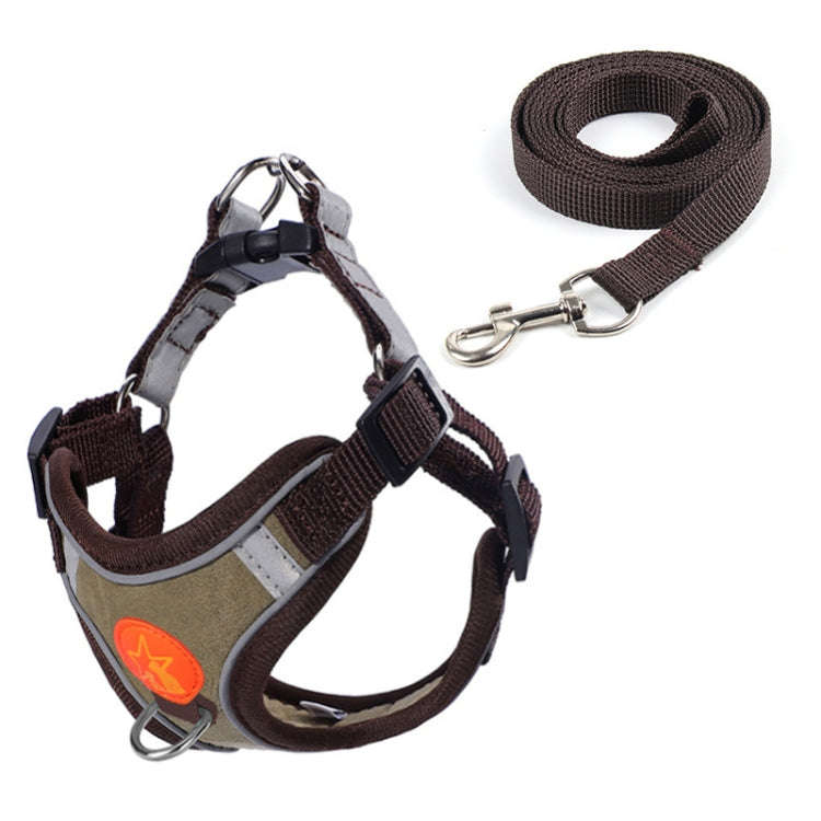 Pet Dog Harness Reflective Anti-break-off Vest-style Leash, Color: Suede Coffee(L)