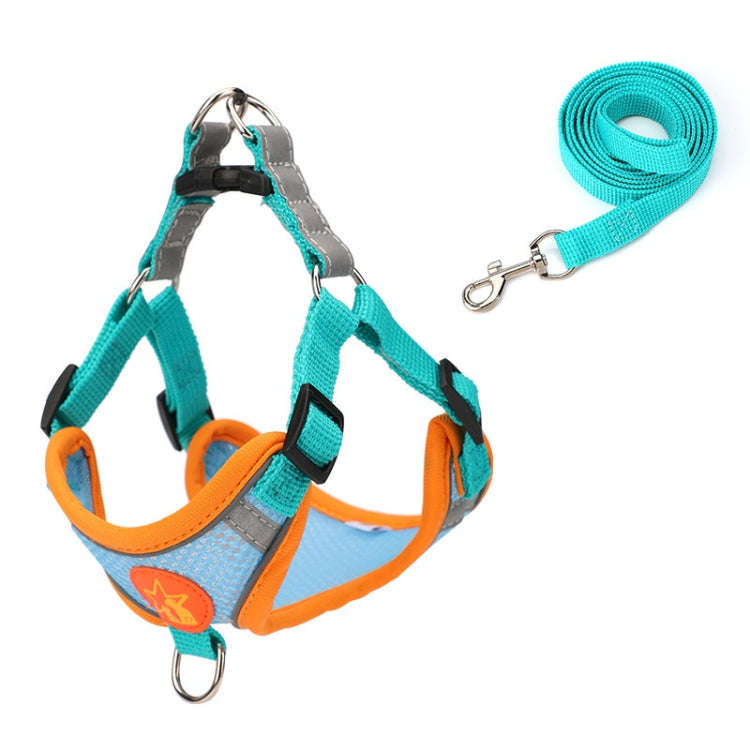 Pet Dog Harness Reflective Anti-break-off Vest-style Leash, Color: Mesh Cyan(L)