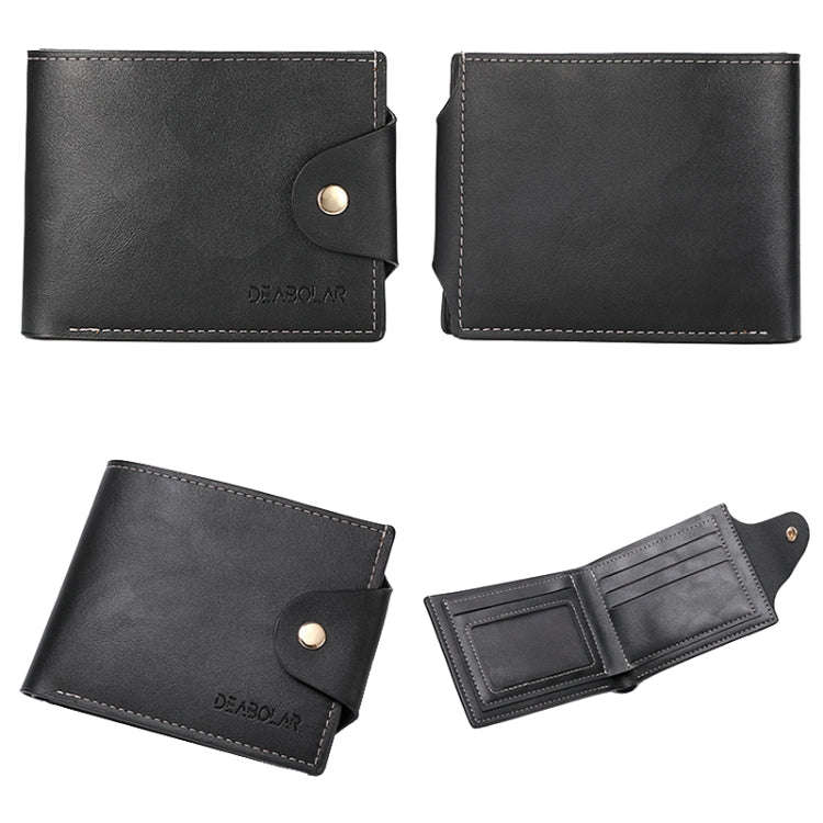DEABOLAR Large-capacity Multi-card Slot PU Soft Leather Retro Short Wallet(Black)