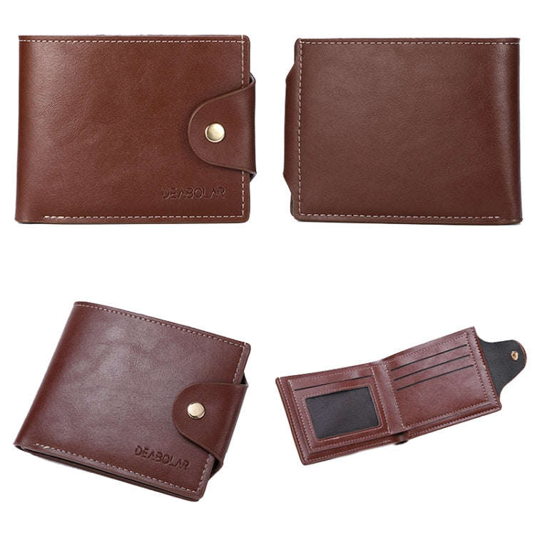 DEABOLAR Large-capacity Multi-card Slot PU Soft Leather Retro Short Wallet(Brown)