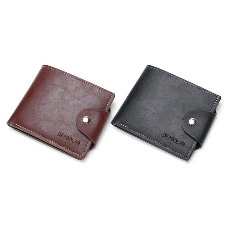 DEABOLAR Large-capacity Multi-card Slot PU Soft Leather Retro Short Wallet(Black)