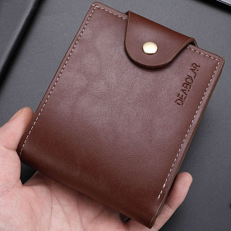DEABOLAR Large-capacity Multi-card Slot PU Soft Leather Retro Short Wallet(Black)