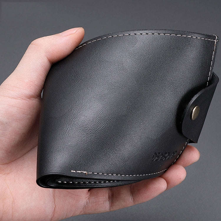 DEABOLAR Large-capacity Multi-card Slot PU Soft Leather Retro Short Wallet(Black)