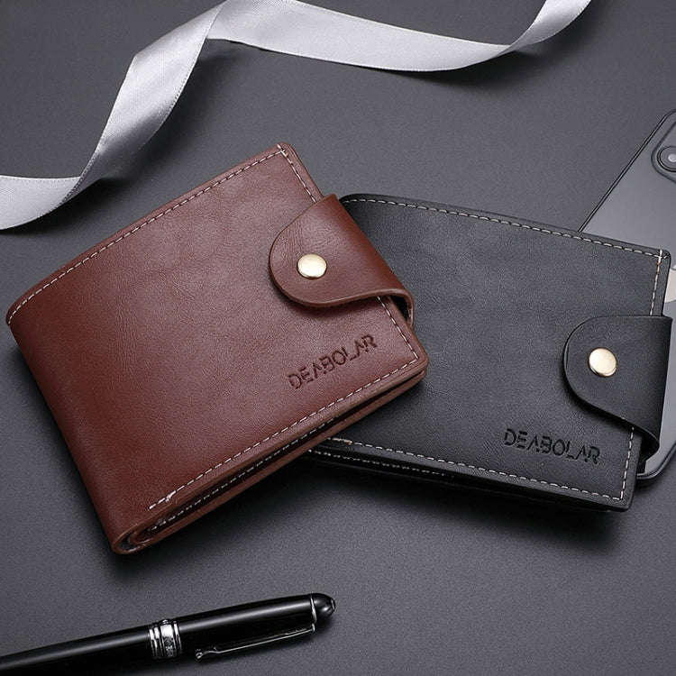 DEABOLAR Large-capacity Multi-card Slot PU Soft Leather Retro Short Wallet(Black)