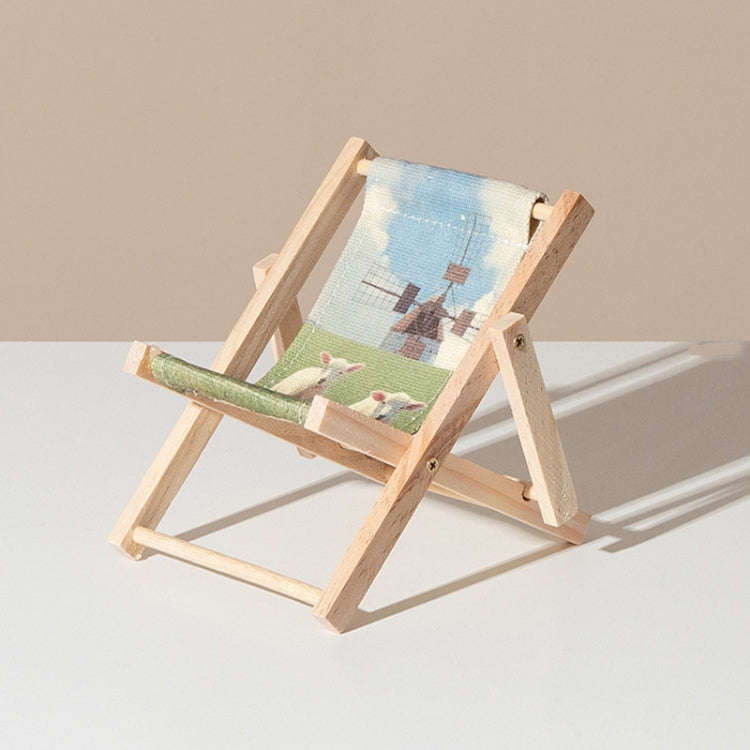 Wooden Craft Mini Desktop Ornament Photography Toys Beach Chair Phone Holder, Style: E