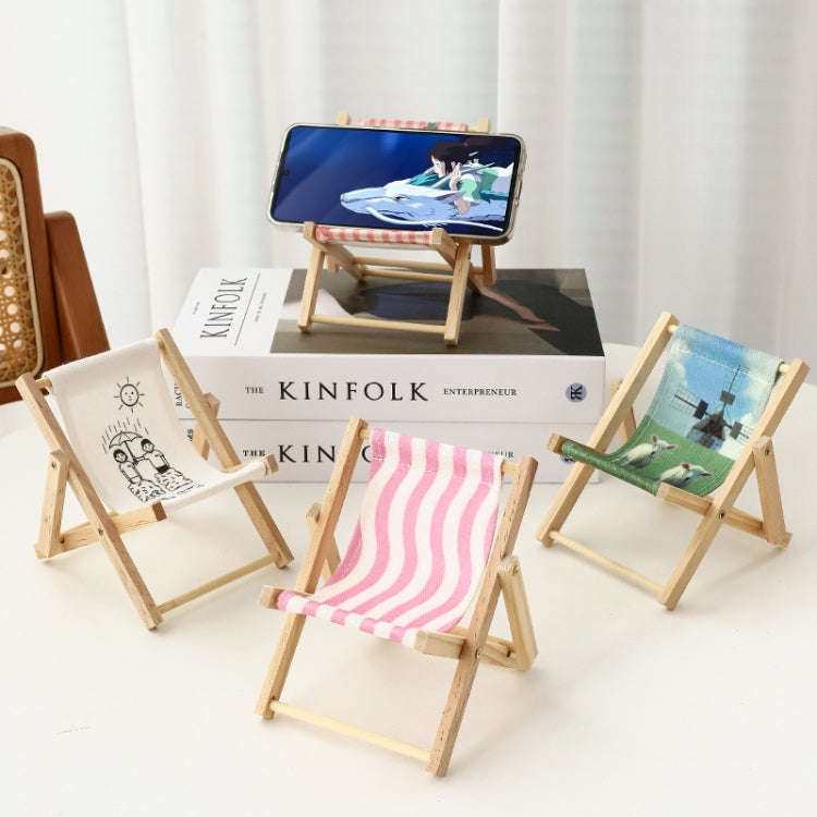 Wooden Craft Mini Desktop Ornament Photography Toys Beach Chair Phone Holder, Style: D