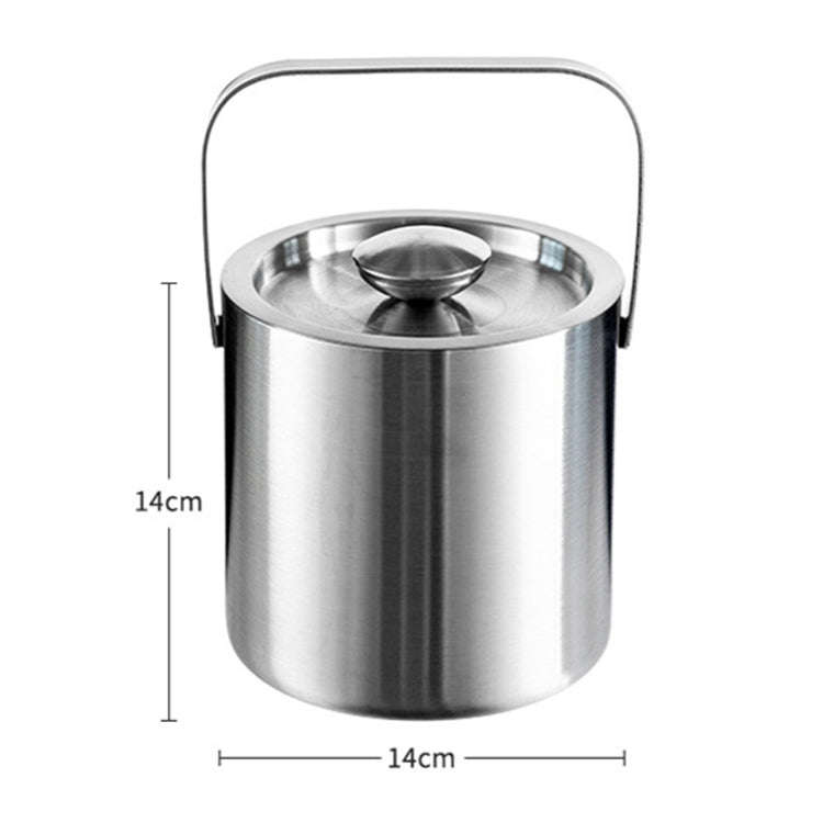 Double-Layer Portable Stainless Steel Ice Bucket Bar Champagne Beer Barrel(1.3L)