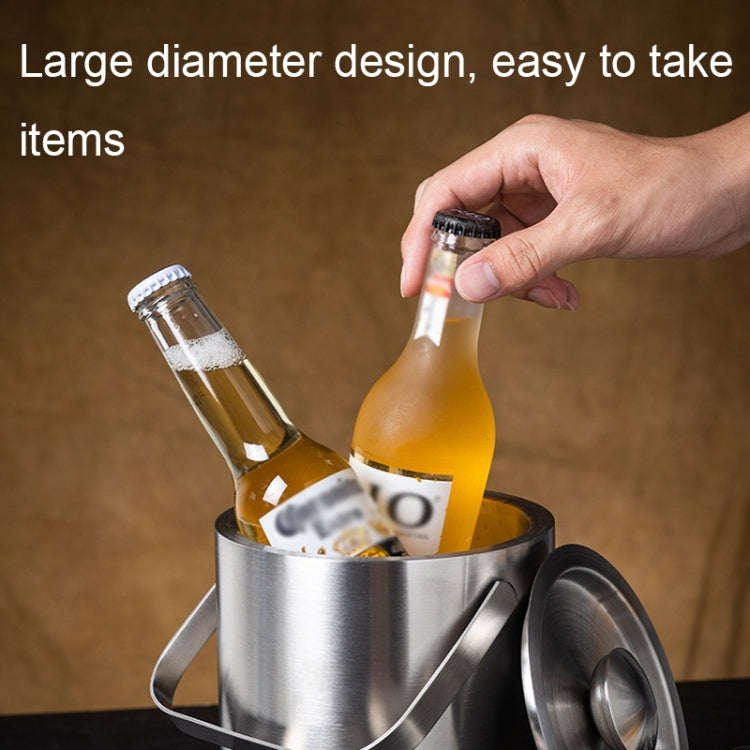 Double-Layer Portable Stainless Steel Ice Bucket Bar Champagne Beer Barrel(1.3L)