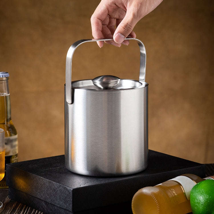 Double-Layer Portable Stainless Steel Ice Bucket Bar Champagne Beer Barrel(1.3L)
