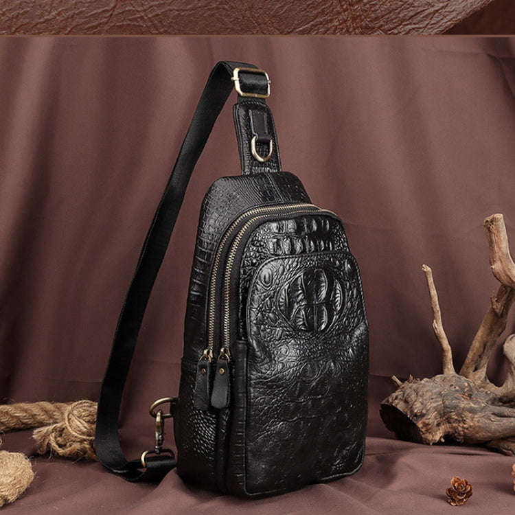 HUMERPAUL Men Shoulder Bag Leather Crossbody Bag(Black)