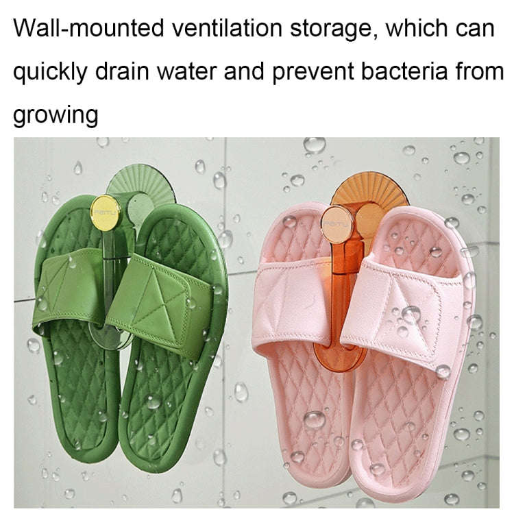 Bathroom Punch-Free Wall-Mounted Slipper Rack Transparent Hook Storage Rack(Dark Green Gold)